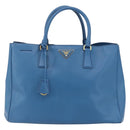 PRADA Galleria Hand Bag Safiano leather Blue Gold Auth 157317-13