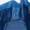 PRADA Galleria Hand Bag Safiano leather Blue Gold Auth 157317-22