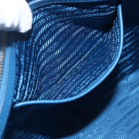 PRADA Galleria Hand Bag Safiano leather Blue Gold Auth 157317