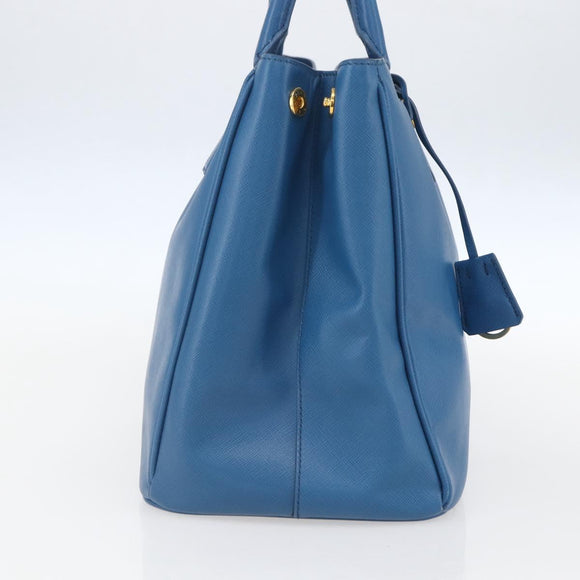 PRADA Galleria Hand Bag Safiano leather Blue Gold Auth 157317