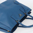 PRADA Galleria Hand Bag Safiano leather Blue Gold Auth 157317-6