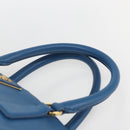 PRADA Galleria Hand Bag Safiano leather Blue Gold Auth 157317-14