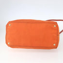 PRADA Hand Bag Nylon Leather 2way Orange Gold Auth 157321-5