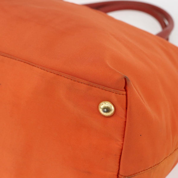 PRADA Hand Bag Nylon Leather 2way Orange Gold Auth 157321