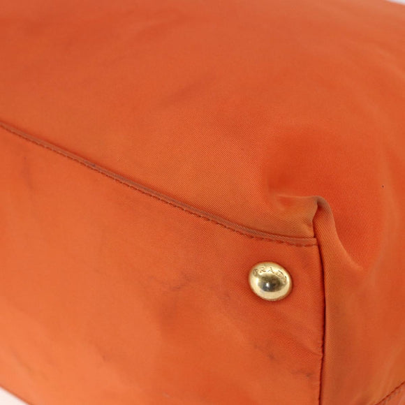 PRADA Hand Bag Nylon Leather 2way Orange Gold Auth 157321