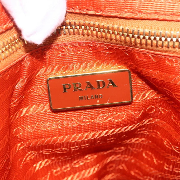 PRADA Hand Bag Nylon Leather 2way Orange Gold Auth 157321