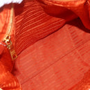 PRADA Hand Bag Nylon Leather 2way Orange Gold Auth 157321-11