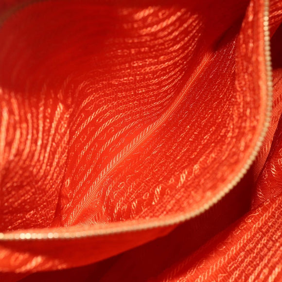 PRADA Hand Bag Nylon Leather 2way Orange Gold Auth 157321