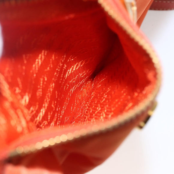 PRADA Hand Bag Nylon Leather 2way Orange Gold Auth 157321