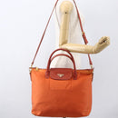 PRADA Hand Bag Nylon Leather 2way Orange Gold Auth 157321-26