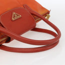 PRADA Hand Bag Nylon Leather 2way Orange Gold Auth 157321-7