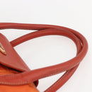 PRADA Hand Bag Nylon Leather 2way Orange Gold Auth 157321-14