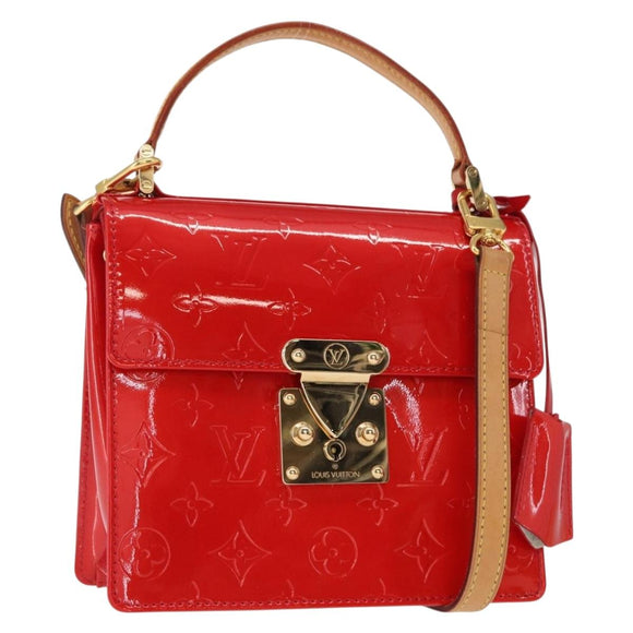 LOUIS VUITTON Monogram Vernis Spring Street Hand Bag Red M91135 Auth 157329SAV