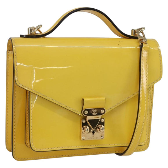LOUIS VUITTON Monogram Vernis Monceau BB Hand Bag 2way Mimosa LV Auth 157331V