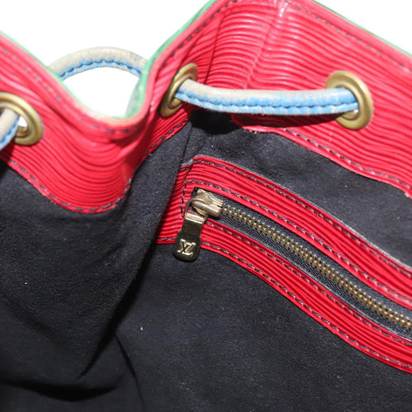 LOUIS VUITTON Epi Petit Noe Bag Tricolor Green Red blue M44147 LV Auth 157332