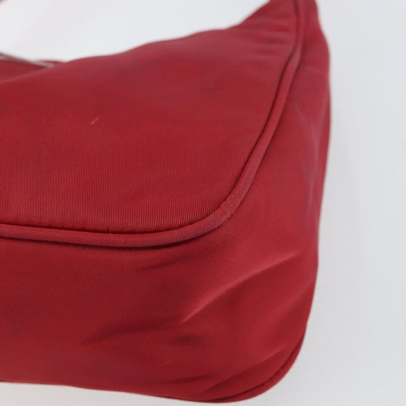 PRADA Hand Pouch Nylon Red Auth 157334
