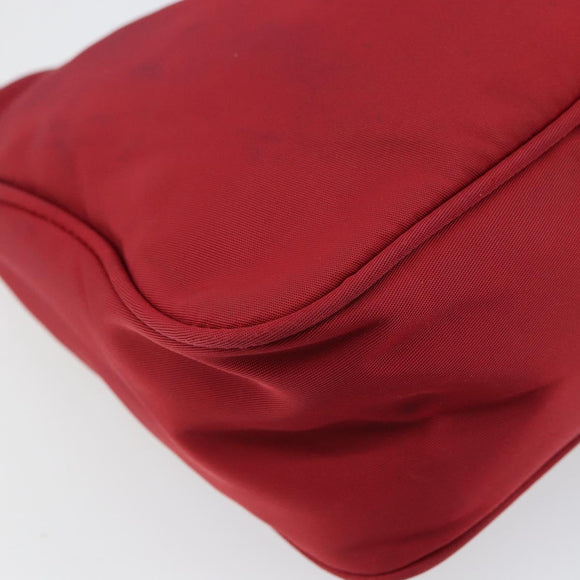 PRADA Hand Pouch Nylon Red Auth 157334