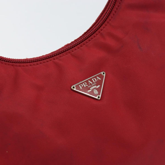 PRADA Hand Pouch Nylon Red Auth 157334