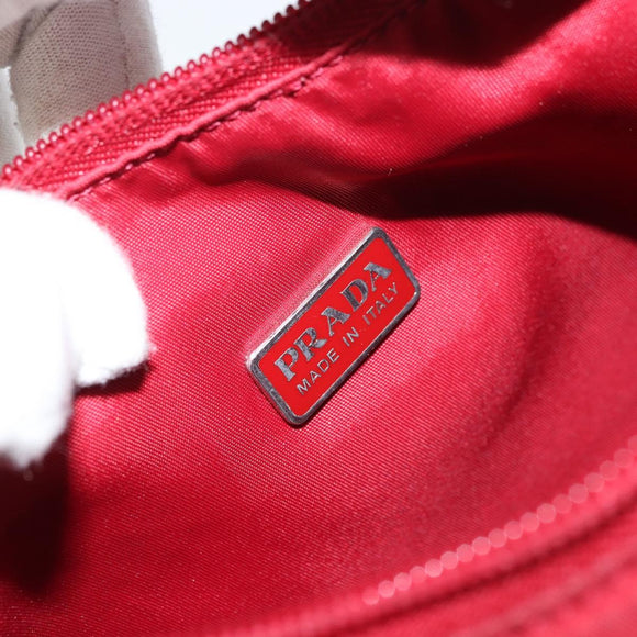 PRADA Hand Pouch Nylon Red Auth 157334