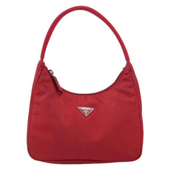 PRADA Hand Pouch Nylon Red Auth 157334