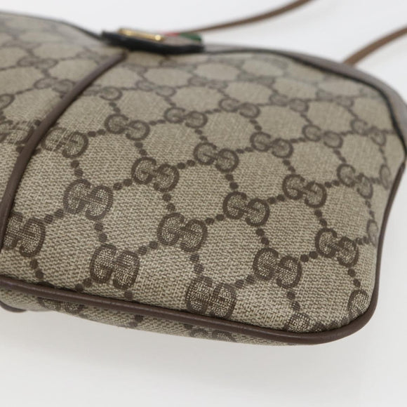 GUCCI GG Supreme Web Sherry Line Bag PVC Beige Gold 904 02 047 Auth 157335