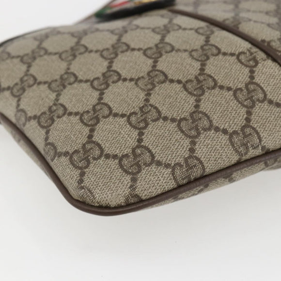 GUCCI GG Supreme Web Sherry Line Bag PVC Beige Gold 904 02 047 Auth 157335