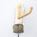 GUCCI GG Supreme Web Sherry Line Bag PVC Beige Gold 904 02 047 Auth 157335-21