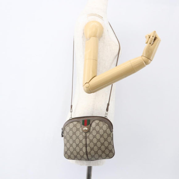 GUCCI GG Supreme Web Sherry Line Bag PVC Beige Gold 904 02 047 Auth 157335