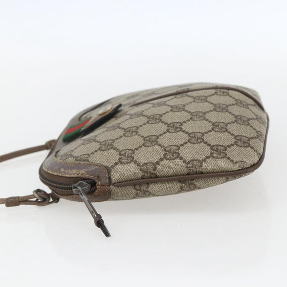 GUCCI GG Supreme Web Sherry Line Bag PVC Beige Gold 904 02 047 Auth 157335