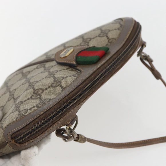 GUCCI GG Supreme Web Sherry Line Bag PVC Beige Gold 904 02 047 Auth 157335