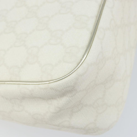 GUCCI GG Supreme Hand Bag PVC Leather White Gold 190258 Auth 157336