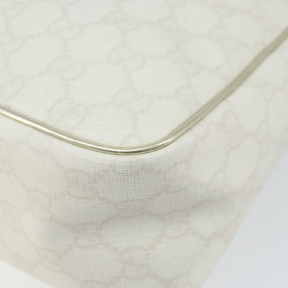 GUCCI GG Supreme Hand Bag PVC Leather White Gold 190258 Auth 157336