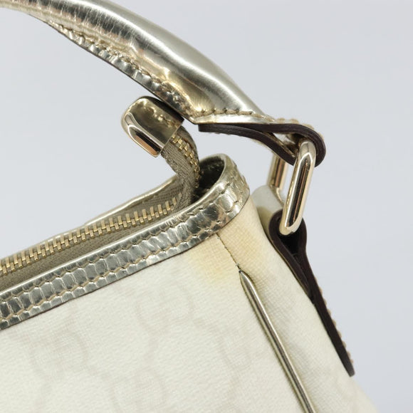 GUCCI GG Supreme Hand Bag PVC Leather White Gold 190258 Auth 157336