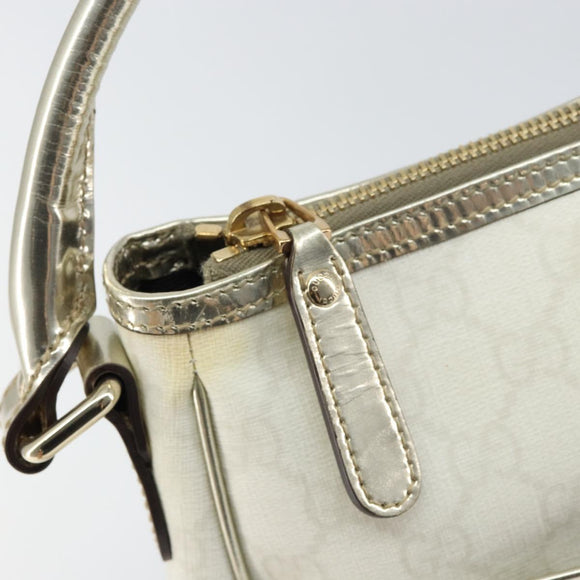 GUCCI GG Supreme Hand Bag PVC Leather White Gold 190258 Auth 157336