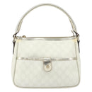GUCCI GG Supreme Hand Bag PVC Leather White Gold 190258 Auth 157336-13