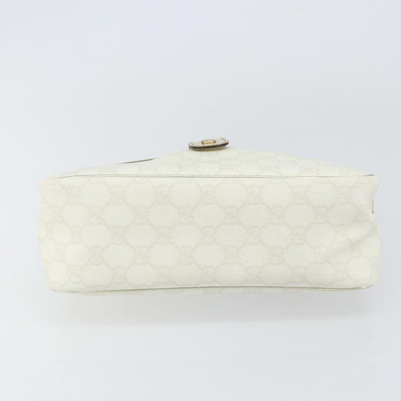 GUCCI GG Supreme Hand Bag PVC Leather White Gold 190258 Auth 157336