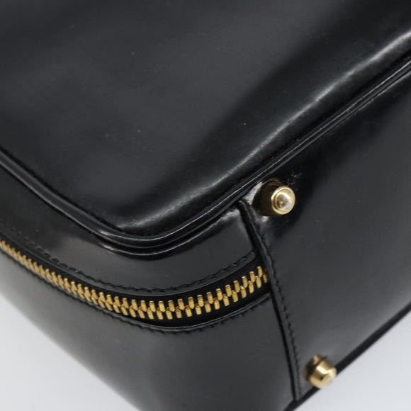 GUCCI Bamboo Hand Bag Enamel Black Gold 000 2122 0565 Auth 157337