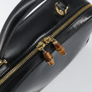 GUCCI Bamboo Hand Bag Enamel Black Gold 000 2122 0565 Auth 157337-14