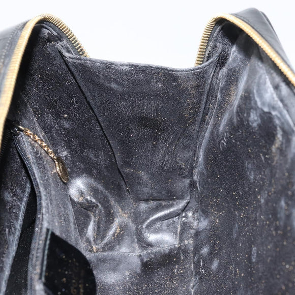 GUCCI Bamboo Hand Bag Enamel Black Gold 000 2122 0565 Auth 157337