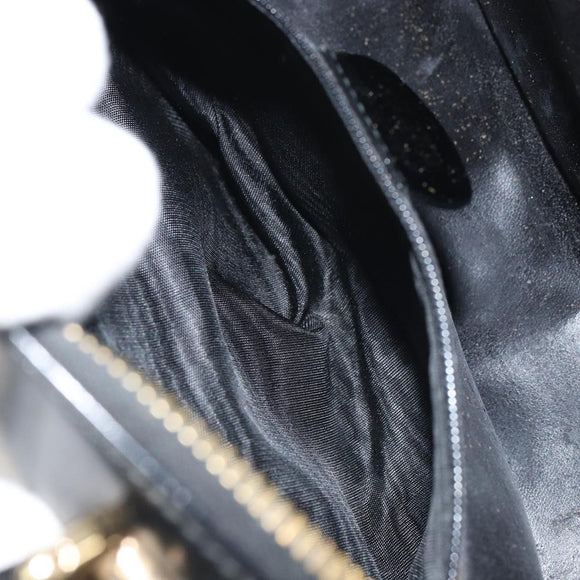 GUCCI Bamboo Hand Bag Enamel Black Gold 000 2122 0565 Auth 157337