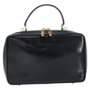 GUCCI Bamboo Hand Bag Enamel Black Gold 000 2122 0565 Auth 157337-2