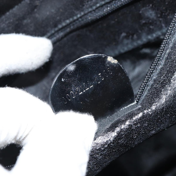 GUCCI Bamboo Hand Bag Enamel Black Gold 000 2122 0565 Auth 157337