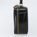 GUCCI Bamboo Hand Bag Enamel Black Gold 000 2122 0565 Auth 157337-4