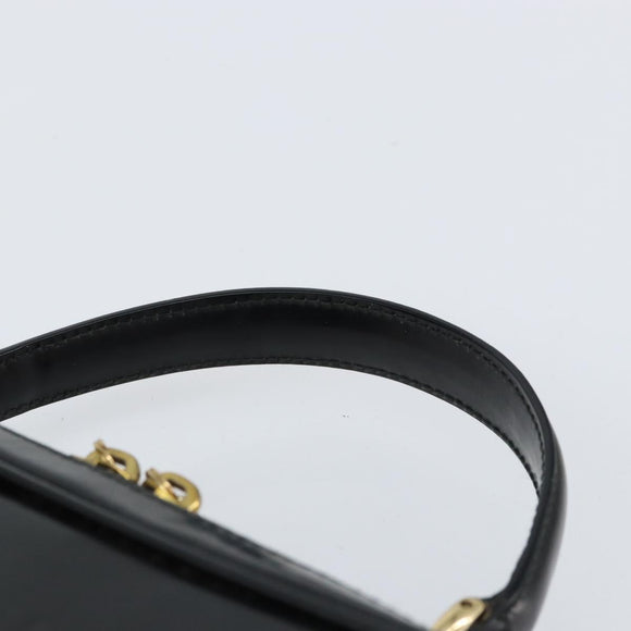 GUCCI Bamboo Hand Bag Enamel Black Gold 000 2122 0565 Auth 157337