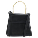 Salvatore Ferragamo Gancini Hand Bag Leather 2way Black Gold Auth 157338-1