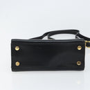 Salvatore Ferragamo Gancini Hand Bag Leather 2way Black Gold Auth 157338-5