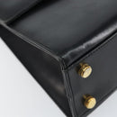Salvatore Ferragamo Gancini Hand Bag Leather 2way Black Gold Auth 157338-16