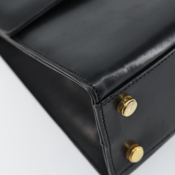 Salvatore Ferragamo Gancini Hand Bag Leather 2way Black Gold Auth 157338