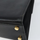 Salvatore Ferragamo Gancini Hand Bag Leather 2way Black Gold Auth 157338-17