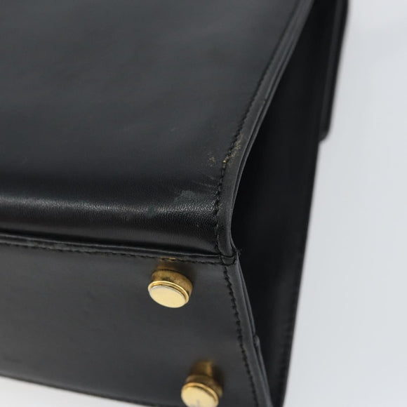 Salvatore Ferragamo Gancini Hand Bag Leather 2way Black Gold Auth 157338